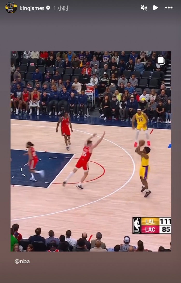  為你驕傲！布朗尼投進(jìn)NBA生涯首記三分球！詹姆斯賽后轉(zhuǎn)發(fā)