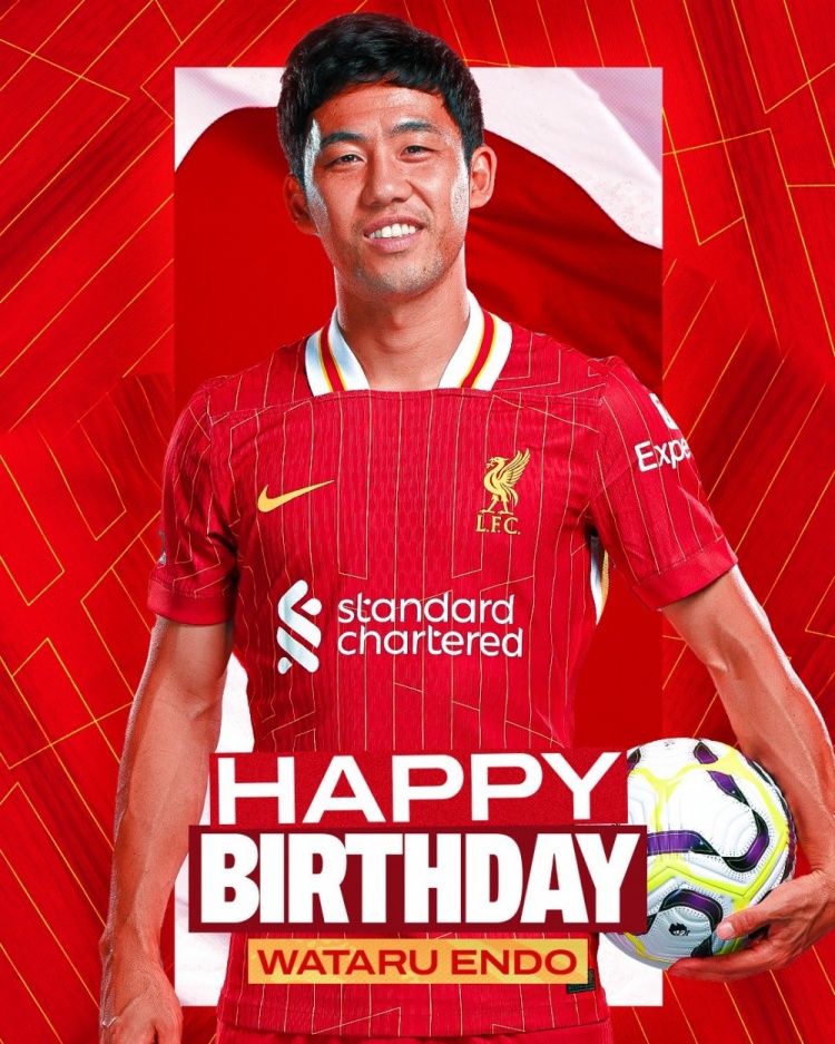  利物浦祝遠(yuǎn)藤航32歲生日快樂(lè)，球員加盟紅軍至今出戰(zhàn)62場(chǎng)比賽