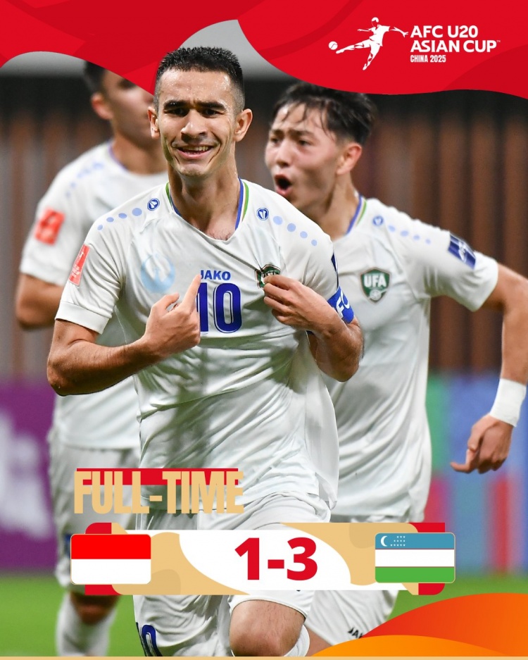  烏茲別克斯坦U20隊3-1印尼U20隊兩連勝晉級8強，印尼U20隊出局