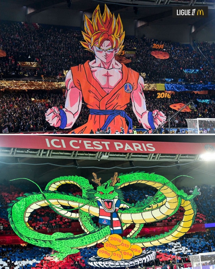  逝世一周年，法甲官推曬昔日巴黎主場龍珠TIFO：鳥山明經(jīng)典永存