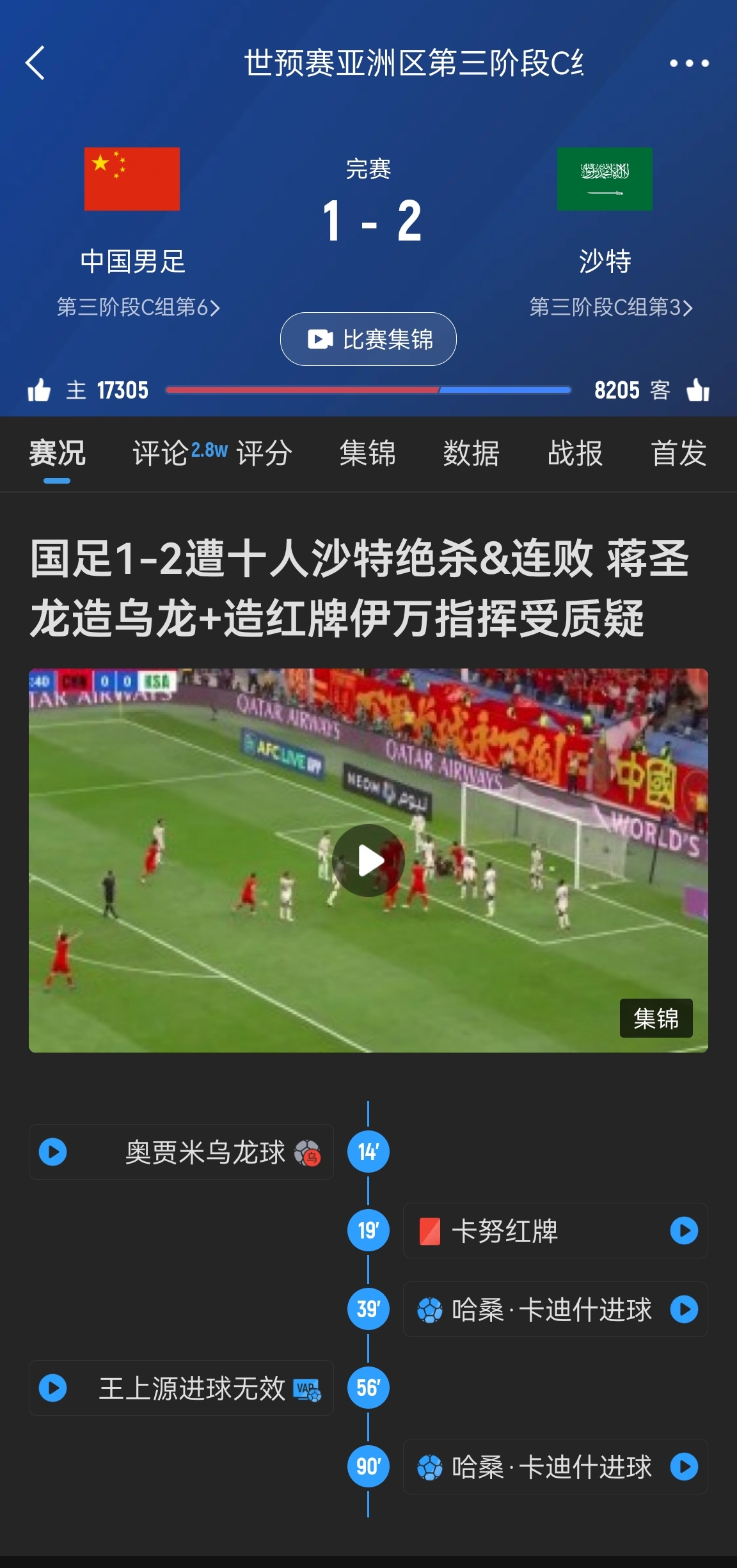  今天什么劇本？首戰(zhàn)沙特也是半場紅牌+蔣光太傷退，最后國足被翻